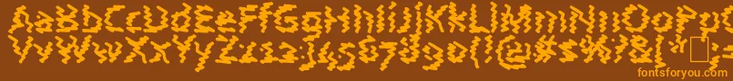 フォントAstralWave – オレンジ色の文字が茶色の背景にあります。