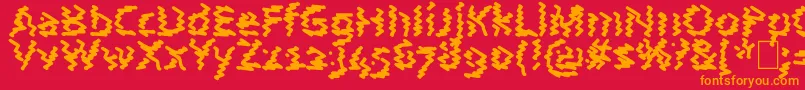AstralWave-Schriftart – Orangefarbene Schriften auf rotem Hintergrund