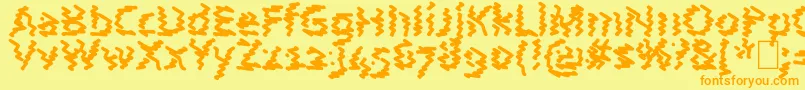 AstralWave-fontti – oranssit fontit keltaisella taustalla