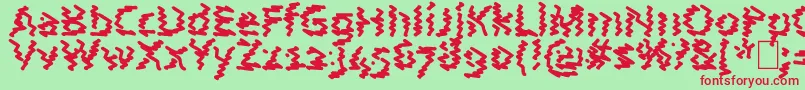 AstralWave-Schriftart – Rote Schriften auf grünem Hintergrund