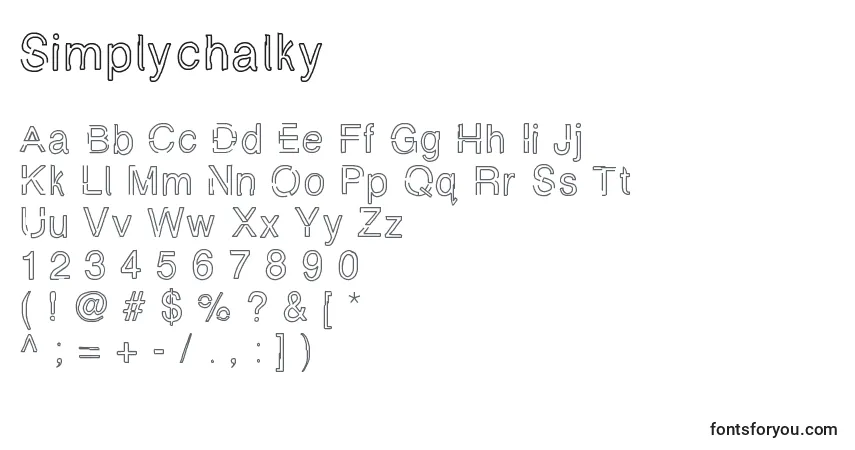 Czcionka Simplychalky – alfabet, cyfry, specjalne znaki