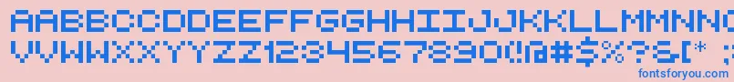 RetroComputerDemo Font – Blue Fonts on Pink Background