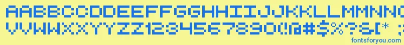RetroComputerDemo Font – Blue Fonts on Yellow Background