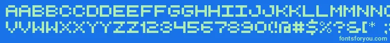 RetroComputerDemo Font – Green Fonts on Blue Background