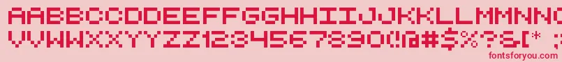 RetroComputerDemo Font – Red Fonts on Pink Background