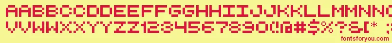 RetroComputerDemo Font – Red Fonts on Yellow Background