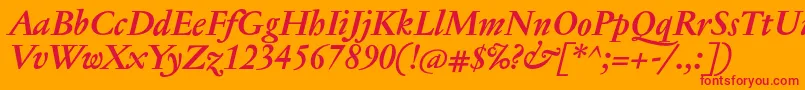 JannontextmedBolditalic Font – Red Fonts on Orange Background