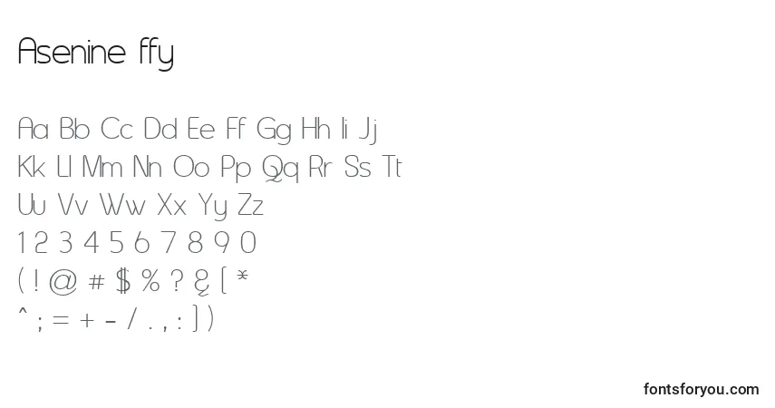 A fonte Asenine ffy – alfabeto, números, caracteres especiais