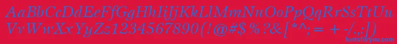 Czcionka ItcEspritLtBookItalic – niebieskie czcionki na czerwonym tle