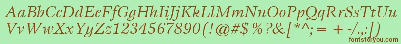 ItcEspritLtBookItalic Font – Brown Fonts on Green Background