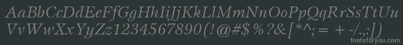 フォントItcEspritLtBookItalic – 黒い背景に灰色の文字