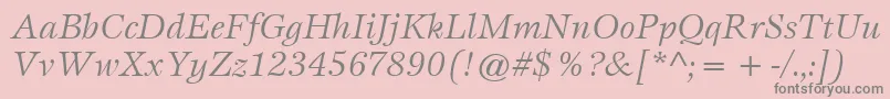 Lisätietoja ItcEspritLtBookItalic-fontista ItcEspritLtBookItalic-fontti – harmaat kirjasimet vaaleanpunaisella taustalla