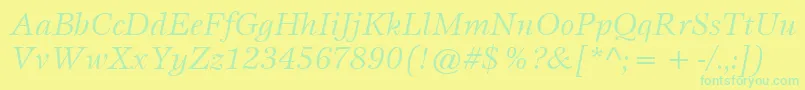 Lisätietoja ItcEspritLtBookItalic-fontista ItcEspritLtBookItalic-fontti – vihreät fontit keltaisella taustalla