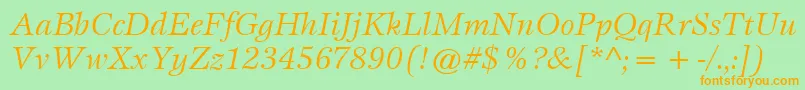 ItcEspritLtBookItalic Font – Orange Fonts on Green Background