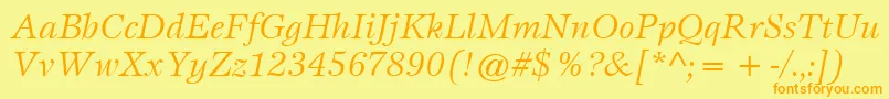ItcEspritLtBookItalic Font – Orange Fonts on Yellow Background