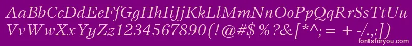 ItcEspritLtBookItalic Font – Pink Fonts on Purple Background