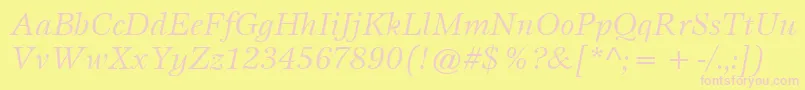 ItcEspritLtBookItalic-Schriftart – Rosa Schriften auf gelbem Hintergrund