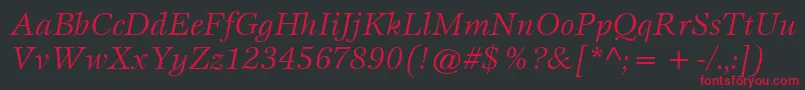 Шрифт ItcEspritLtBookItalic – красные шрифты на чёрном фоне
