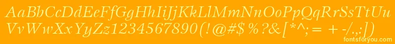 ItcEspritLtBookItalic Font – Yellow Fonts on Orange Background