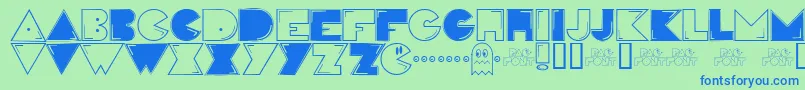 フォントPacfont – 青い文字は緑の背景です。