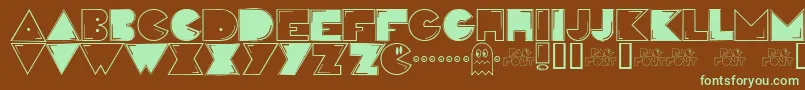 Pacfont Font – Green Fonts on Brown Background