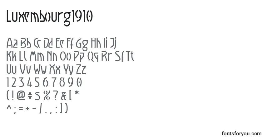 A fonte Luxembourg1910 – alfabeto, números, caracteres especiais