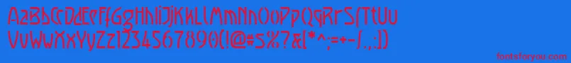 Luxembourg1910-fontti – punaiset fontit sinisellä taustalla
