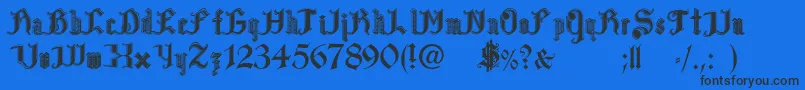 PaulsBloodSweat-Schriftart – Schwarze Schriften auf blauem Hintergrund