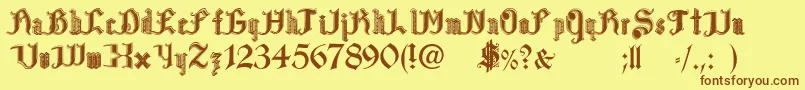 PaulsBloodSweat Font – Brown Fonts on Yellow Background