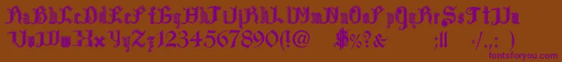 PaulsBloodSweat-Schriftart – Violette Schriften auf braunem Hintergrund