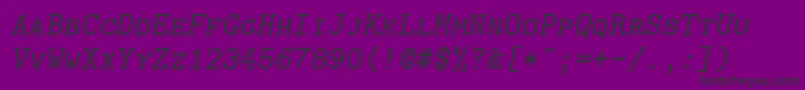 Czcionka Lmmonocaps10Oblique – czarne czcionki na fioletowym tle