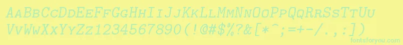Lmmonocaps10Oblique-Schriftart – Grüne Schriften auf gelbem Hintergrund