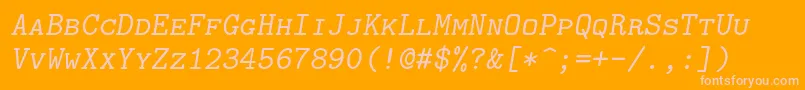 Czcionka Lmmonocaps10Oblique – różowe czcionki na pomarańczowym tle