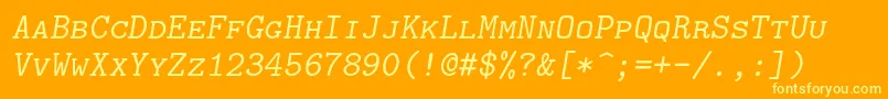 Lmmonocaps10Oblique Font – Yellow Fonts on Orange Background