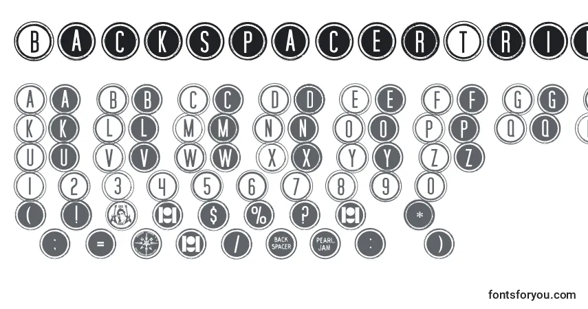 Schriftart BackspacerTributeToPearlJam – Alphabet, Zahlen, spezielle Symbole