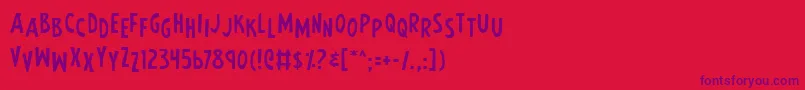 EarthsMightiestJumbled Font – Purple Fonts on Red Background