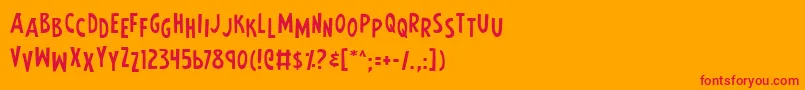 EarthsMightiestJumbled Font – Red Fonts on Orange Background
