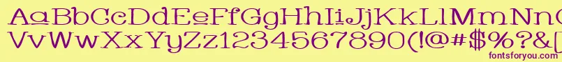 WhackadooUpperWide-fontti – violetit fontit keltaisella taustalla