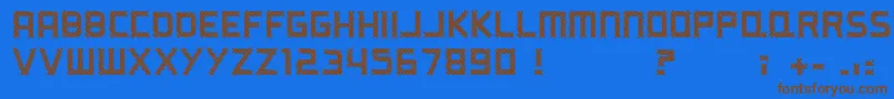 フォントARippingYarn – 茶色の文字が青い背景にあります。