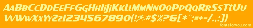 Czcionka SfIntellivisedItalic – żółte czcionki na pomarańczowym tle
