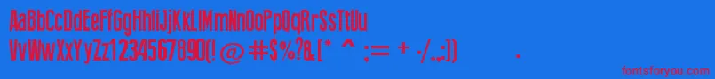 PressFeeling Font – Red Fonts on Blue Background