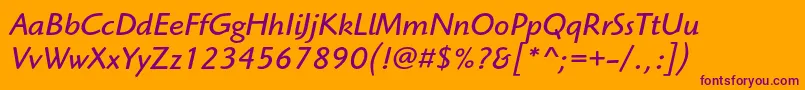 HighlanderstdBookitalic Font – Purple Fonts on Orange Background