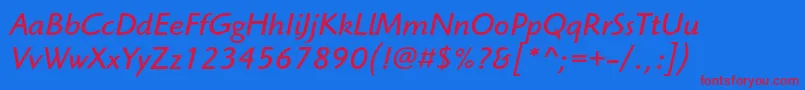 フォントHighlanderstdBookitalic – 赤い文字の青い背景