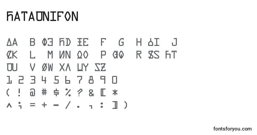 Czcionka DataUnifon – alfabet, cyfry, specjalne znaki