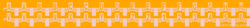 ZipperRus-Schriftart – Rosa Schriften auf orangefarbenem Hintergrund