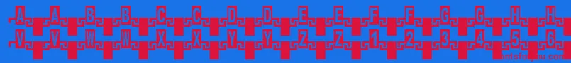 ZipperRus-fontti – punaiset fontit sinisellä taustalla