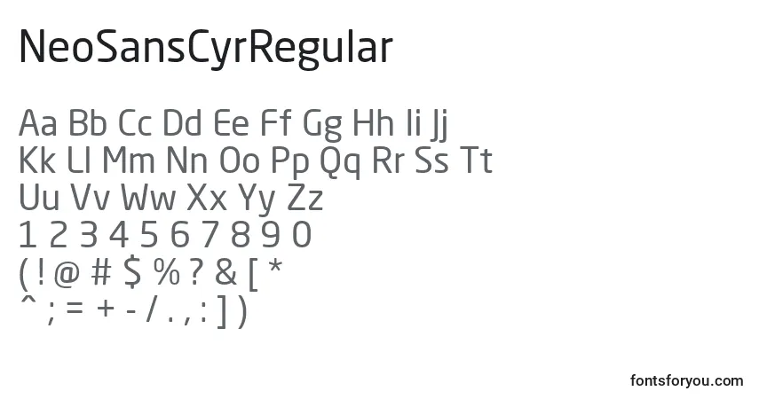 NeoSansCyrRegular-fontti – aakkoset, numerot, erikoismerkit