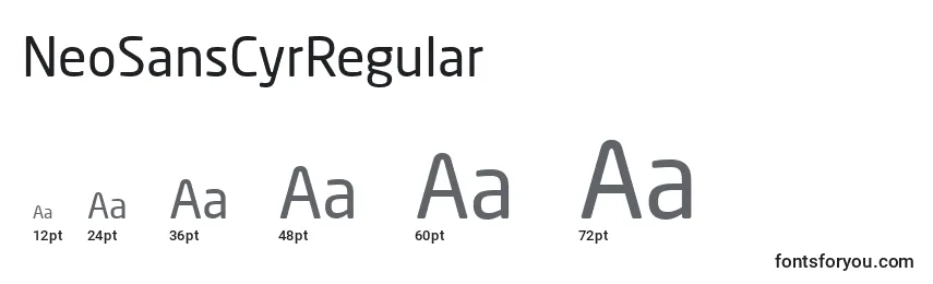 Размеры шрифта NeoSansCyrRegular