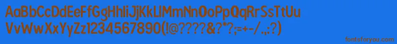 フォントMousseRegular – 茶色の文字が青い背景にあります。