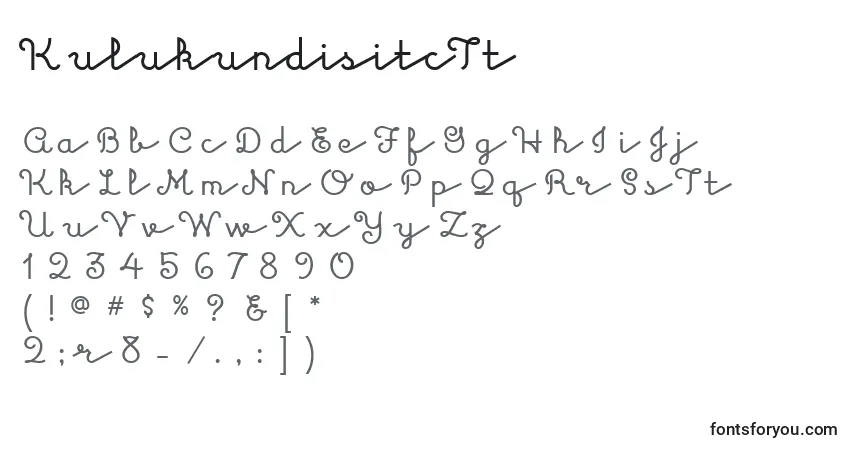 Czcionka KulukundisitcTt – alfabet, cyfry, specjalne znaki